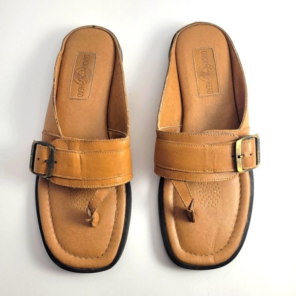 Duck Head tan leather slip on sandals